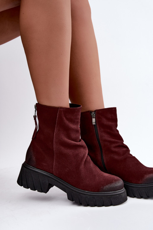 Bottines en daim isolées avec volants Zazoo 60590 bordeaux