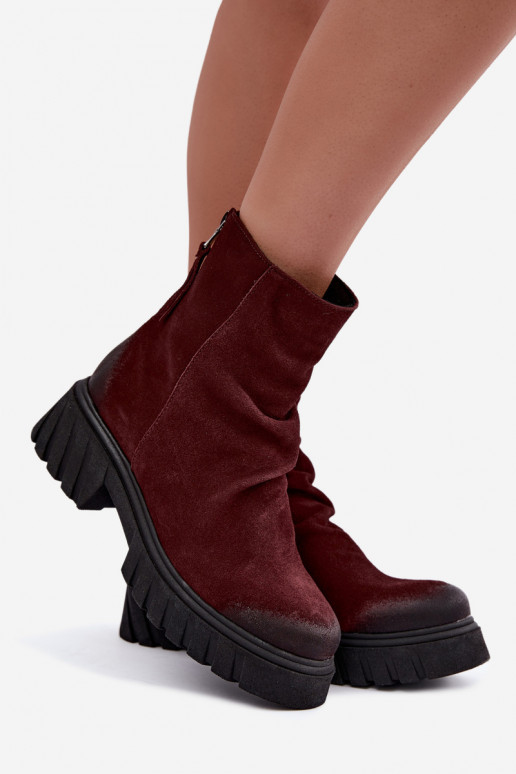 Bottines en daim isolées avec volants Zazoo 60590 bordeaux
