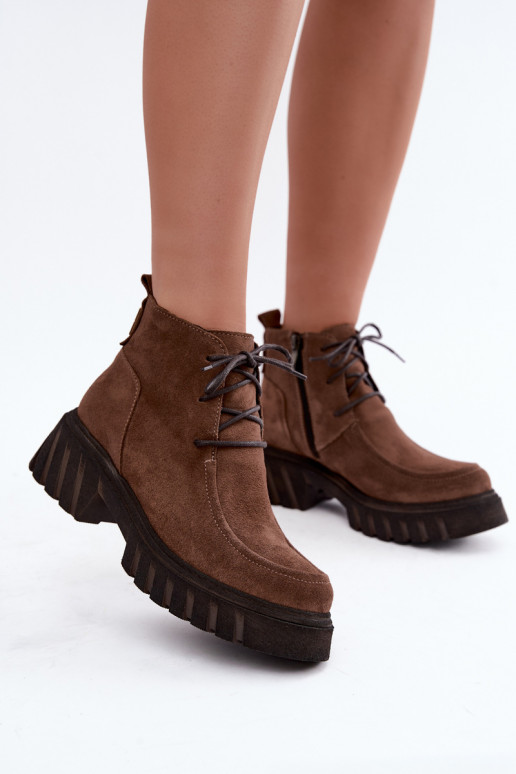 Bottines en daim synthétique isolées Zazoo 60594 marron