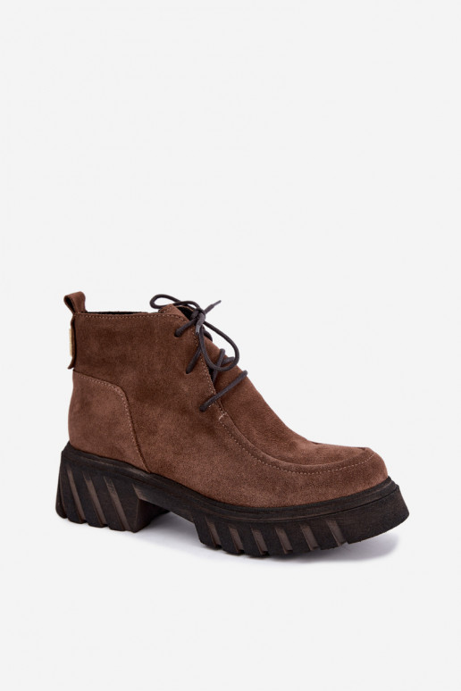 Verwarmde faux suede enkellaarsjes Zazoo 60594 bruin