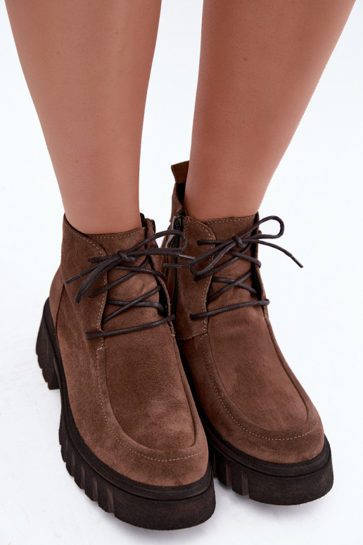 Bottines en daim synthétique isolées Zazoo 60594 marron