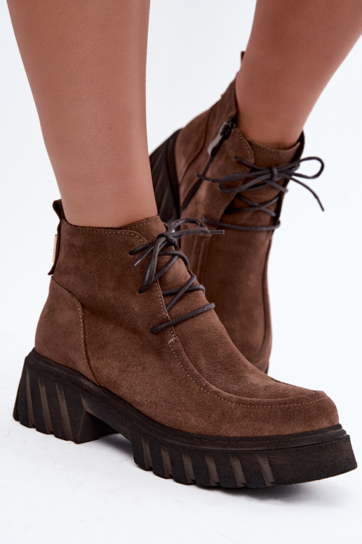 Bottines en daim synthétique isolées Zazoo 60594 marron