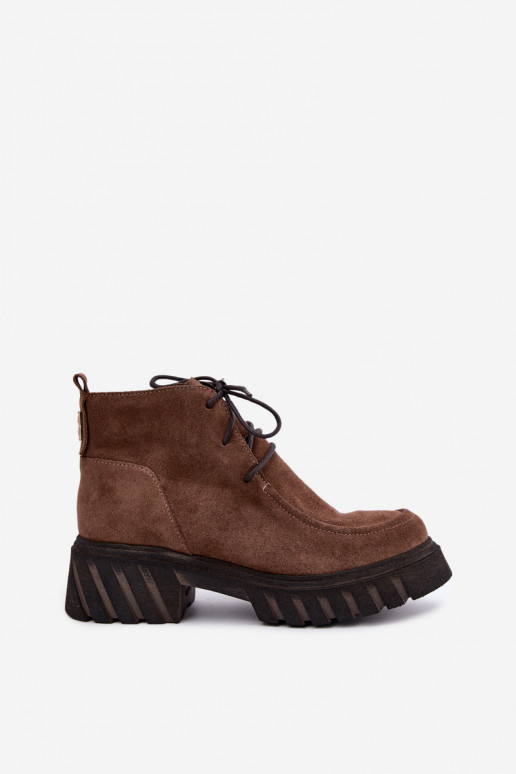 Warmes Kunstveloursleder-Ankle Boots Zazoo 60594 braun