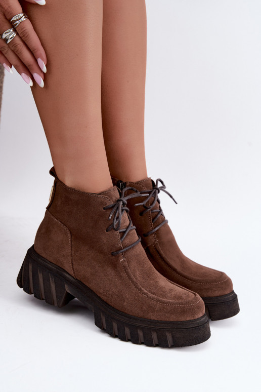 Bottines en daim synthétique isolées Zazoo 60594 marron