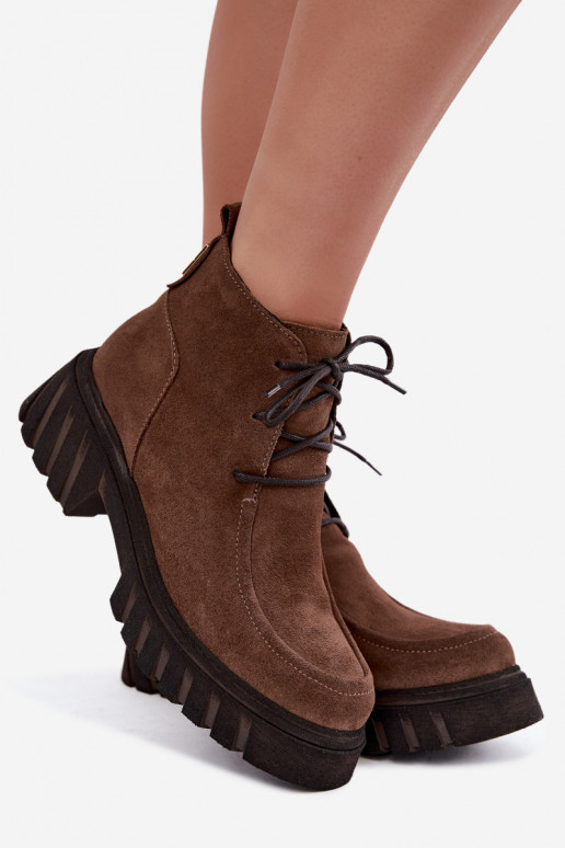 Bottines en daim synthétique isolées Zazoo 60594 marron