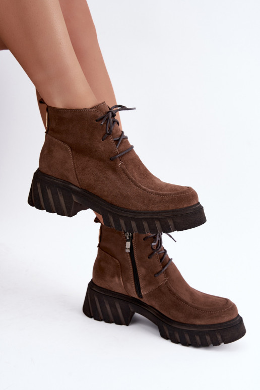 Bottines en daim synthétique isolées Zazoo 60594 marron