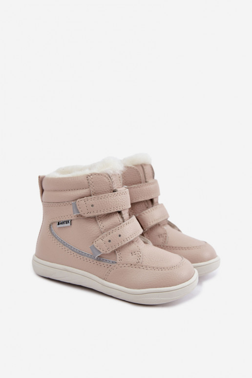 Bottes de neige en cuir pour enfants Barefoot Bartek 8401454 couleur sable