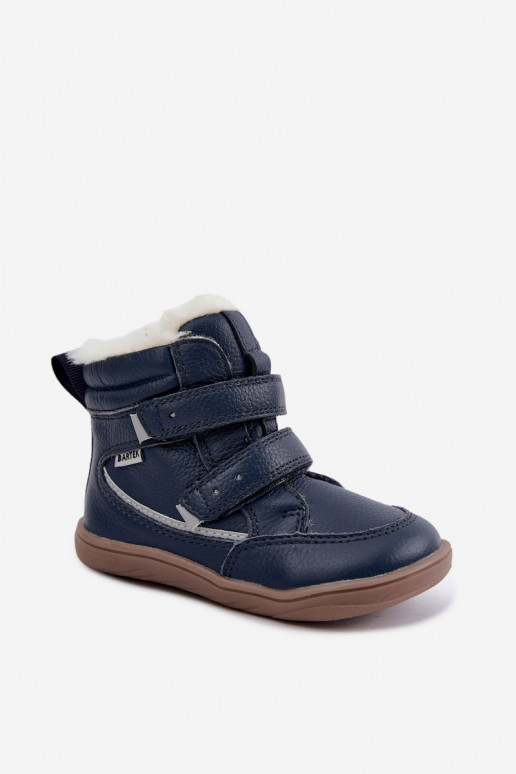 Leder Kinder Schneestiefel Barefoot Bartek 8401456 dunkelblau