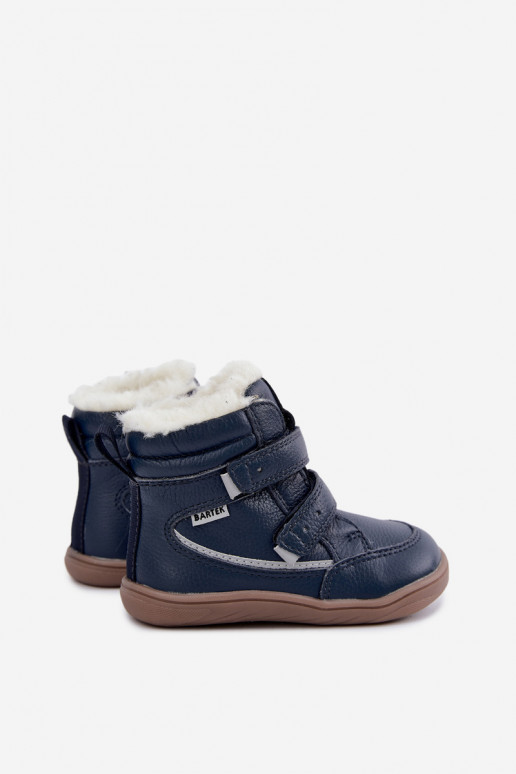 Leren kinder sneeuwlaarzen Barefoot Bartek 8401456 donkerblauw