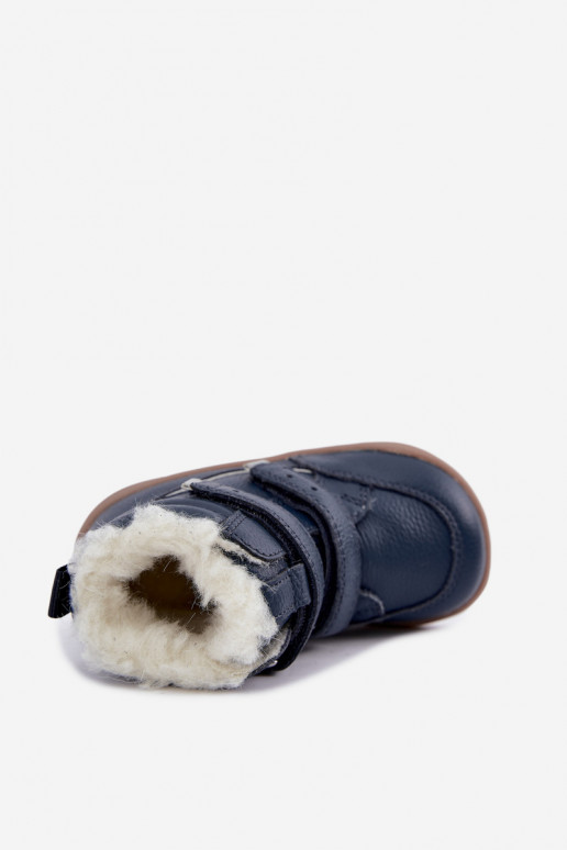 Leren kinder sneeuwlaarzen Barefoot Bartek 8401456 donkerblauw