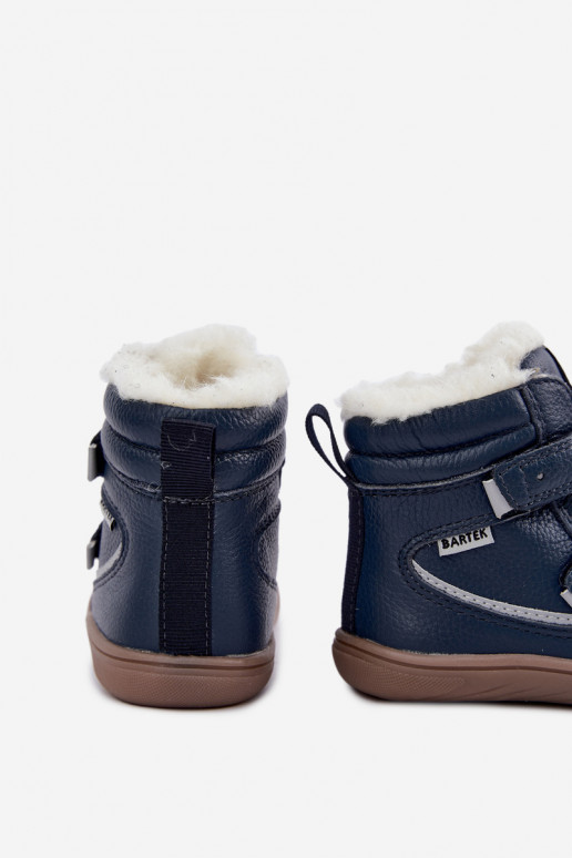 Bottes de neige en cuir pour enfants Barefoot Bartek 8401456 bleu foncé