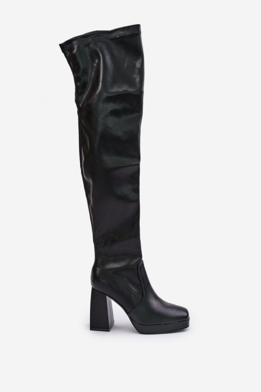 Over-the-knee laarzen met hakken in zwart Liatheia