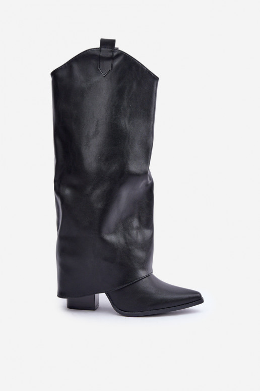 Bottes hautes à enfiler avec talons en noir Rialivia