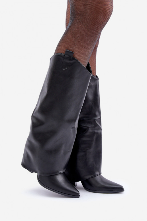 Instap over-the-knee laarzen met hakken in zwart Rialivia