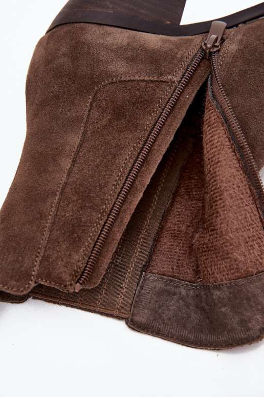 Kunstveloursleder Stiefeletten mit Isolierung innen, in Khaki Arelia