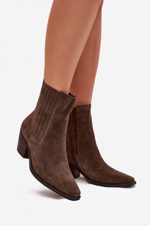 Bottines en daim synthétique avec isolation à l'intérieur, en kaki Arelia