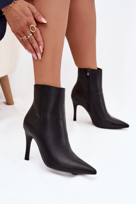 Bottines pour femmes isolées avec talons fins, en cuir synthétique, en noir Nolisse