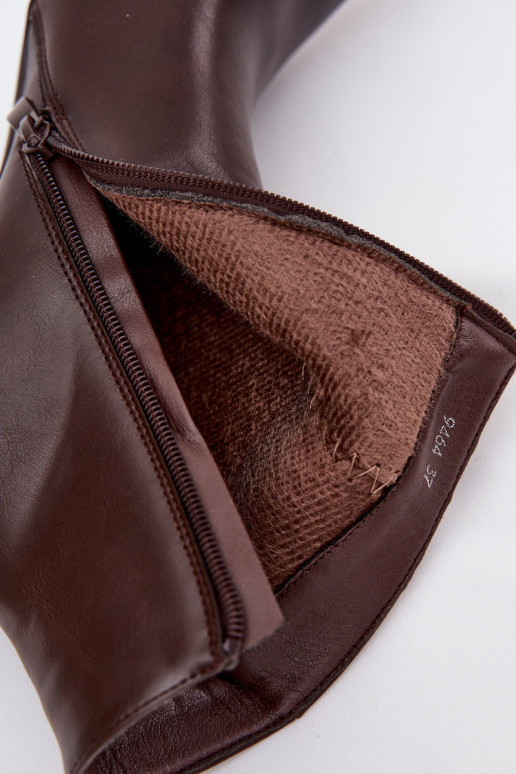 Bottines pour femmes isolées avec talons fins, en cuir synthétique, en chocolat Nolisse