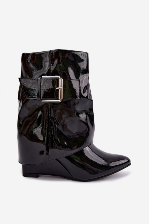 Bottines vernies pour femmes avec plateforme et boucles en noir Vortinia
