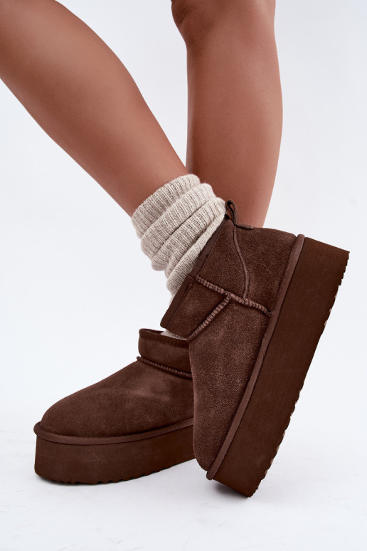 Bottes de neige pour femmes en daim naturel couleur marron Tairene