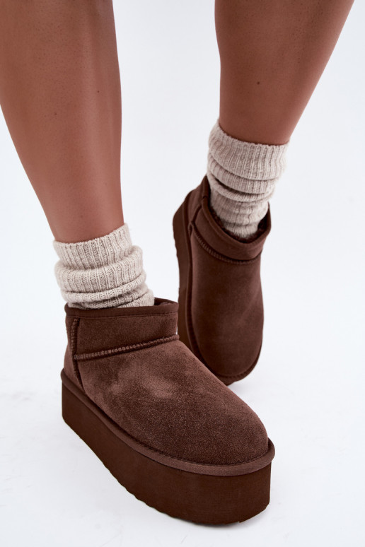 Bottes de neige pour femmes en daim naturel couleur marron Tairene