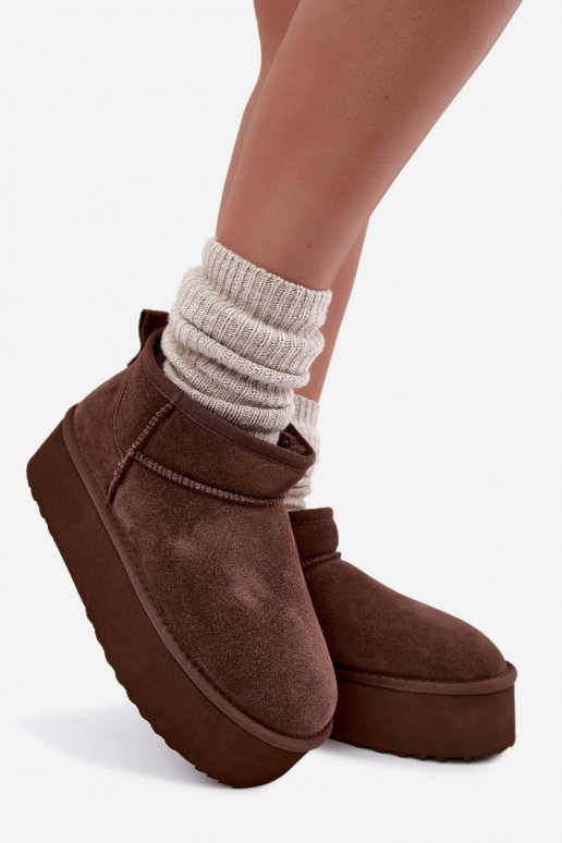 Bottes de neige pour femmes en daim naturel couleur marron Tairene