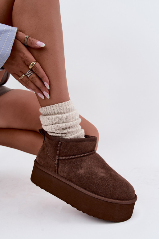 Bottes de neige pour femmes en daim naturel couleur marron Tairene