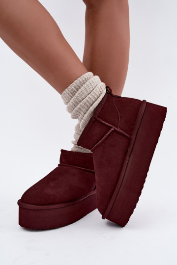 Damen Schneestiefel aus natürlichem Veloursleder in bordeauxfarbener Farbe Tairene 2