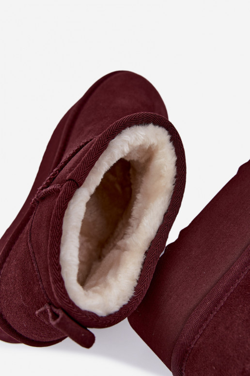 Bottes de neige pour femmes en daim naturel couleur bordeaux Tairene