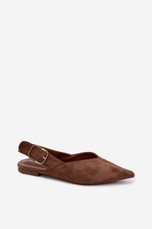 Dames ballerina's met gespen in bruine kleur Tanelia