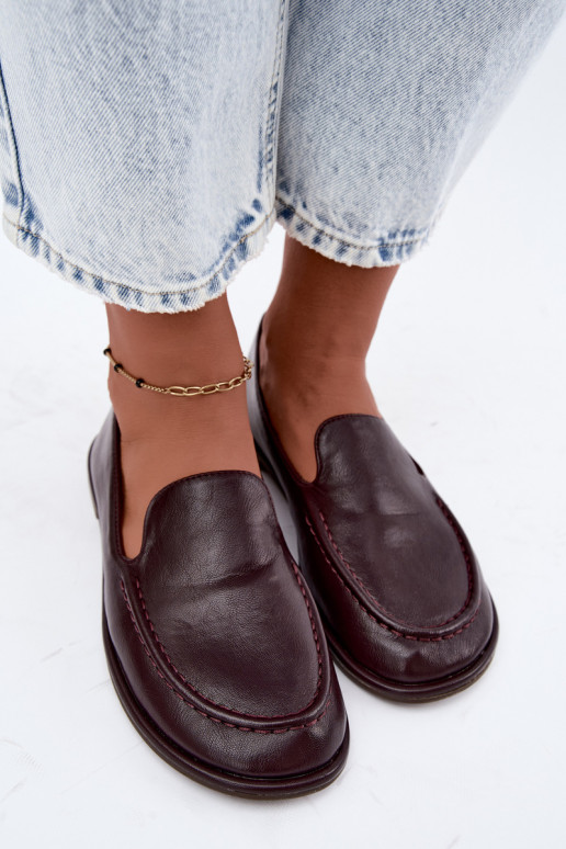 Mocassins pour femmes en faux cuir couleur bordeaux Mireliah