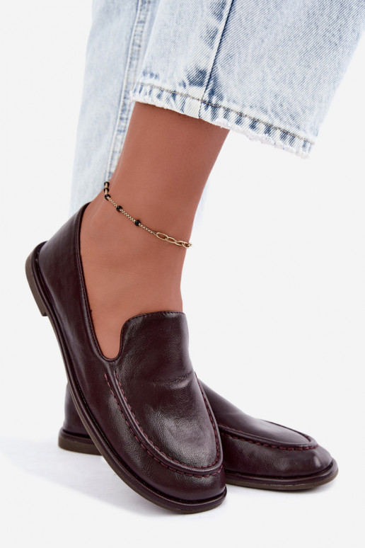 Mocassins pour femmes en faux cuir couleur bordeaux Mireliah