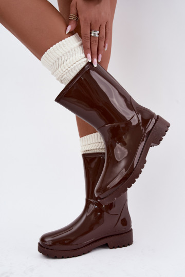 Bottes en caoutchouc pour femmes en couleur brun foncé Elvara