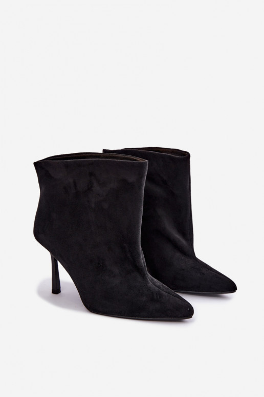 Slip-On Stiefeletten mit dünnen Absätzen in Schwarz Kamea