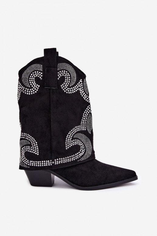 Bottines décorées de style cowboy avec talons en noir Irvena