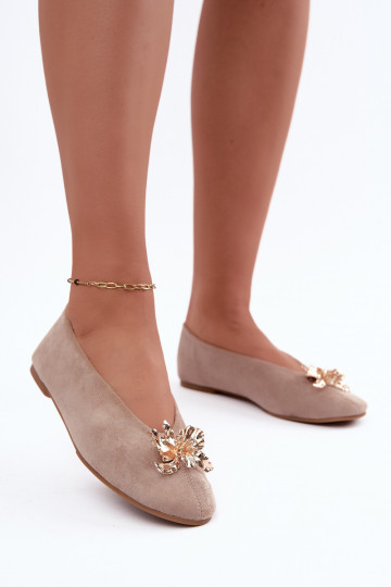 Ballet flats met versieringen in zandkleur Briellea 2