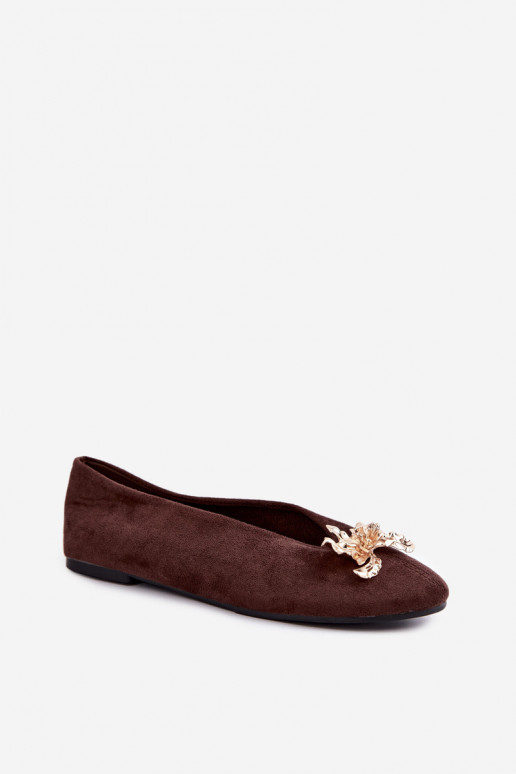 Ballerines avec embellissements en couleur chocolat Briellea