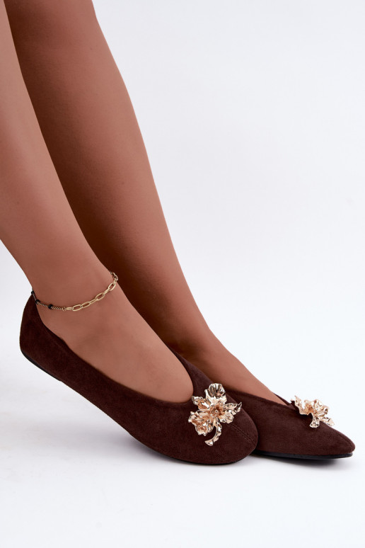 Ballet flats met versieringen in chocoladekleur Briellea