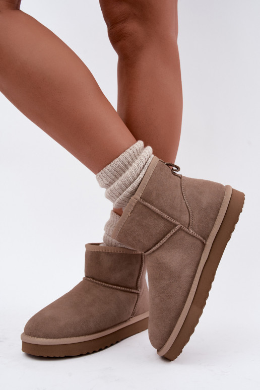Bottes de neige chaudes en faux daim avec fourrure à l'intérieur en couleur sable Amandine