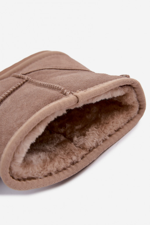 Warme sneeuwlaarzen van faux suede met bont aan de binnenkant in zandkleur Amandine