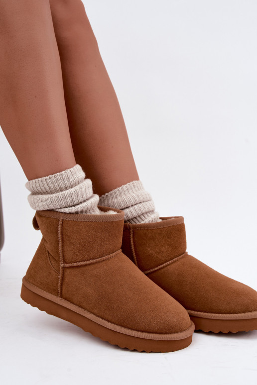 Bottes de neige chaudes en faux daim avec fourrure à l'intérieur en couleur marron Amandine