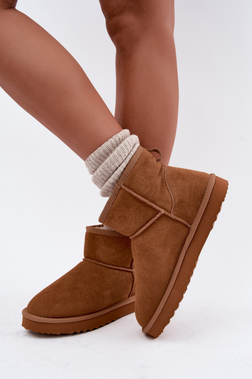Bottes de neige chaudes en faux daim avec fourrure à l'intérieur en couleur marron Amandine