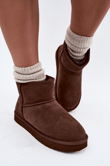 Warme sneeuwlaarzen van faux suede met bont aan de binnenkant in bordeaux Amandine