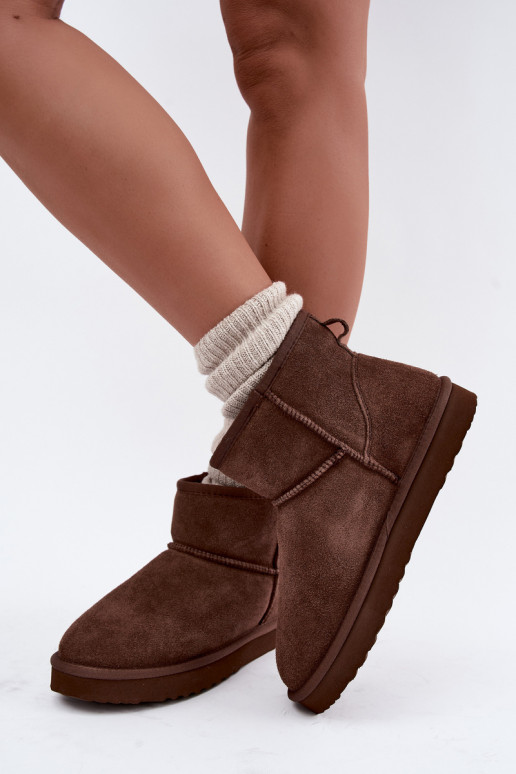 Warme sneeuwlaarzen van faux suede met bont aan de binnenkant in bordeaux Amandine