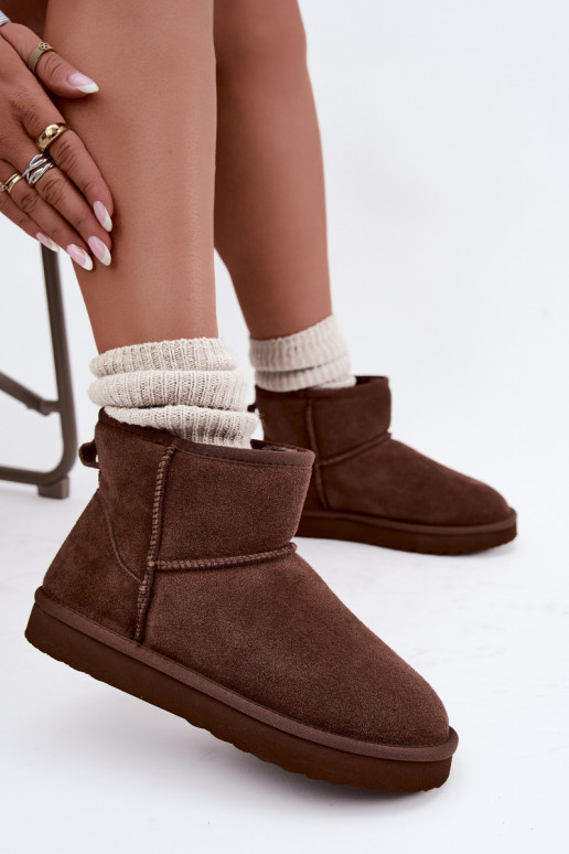 Bottes de neige chaudes en faux daim avec fourrure à l'intérieur en couleur bordeaux Amandine
