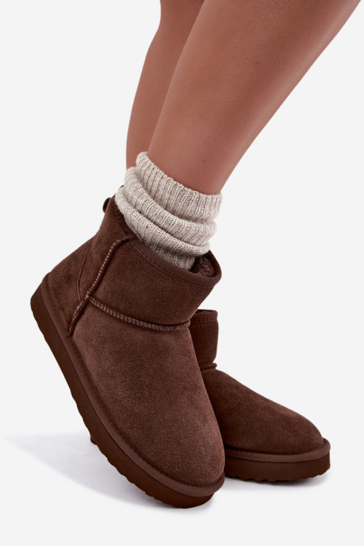Warme sneeuwlaarzen van faux suede met bont aan de binnenkant in bordeaux Amandine