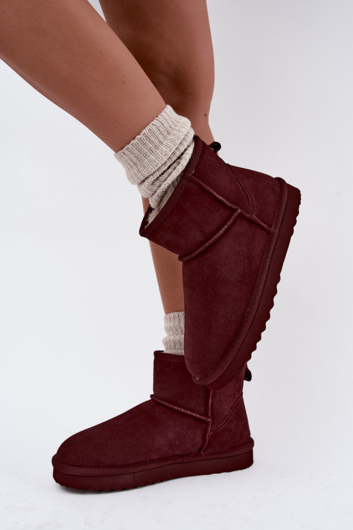 Warme sneeuwlaarzen van faux suede met bont aan de binnenkant in zwart Amandine