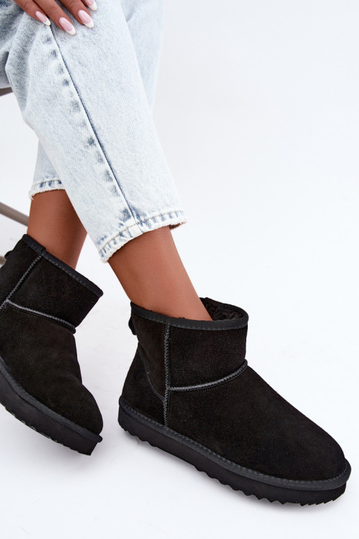 Peau en daim Bottes de neige réchauffer avec de la fourrure à l intérieur couleur noire Amandine