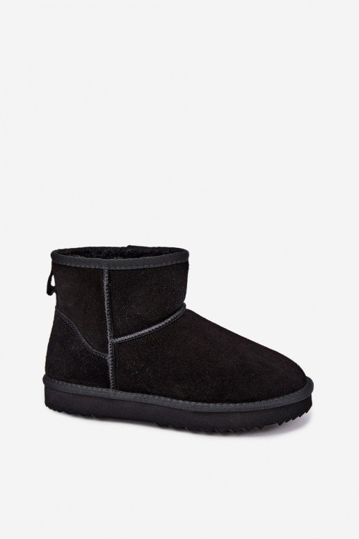 Peau en daim Bottes de neige réchauffer avec de la fourrure à l intérieur couleur noire Amandine