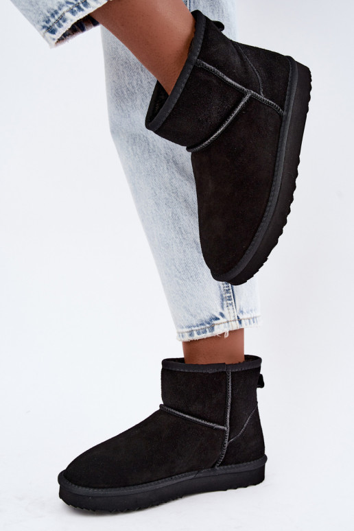 Haut aus INildleder Schneestiefel sich Zuarm laufen mit Fell innen schZuarze Farbe Amandine